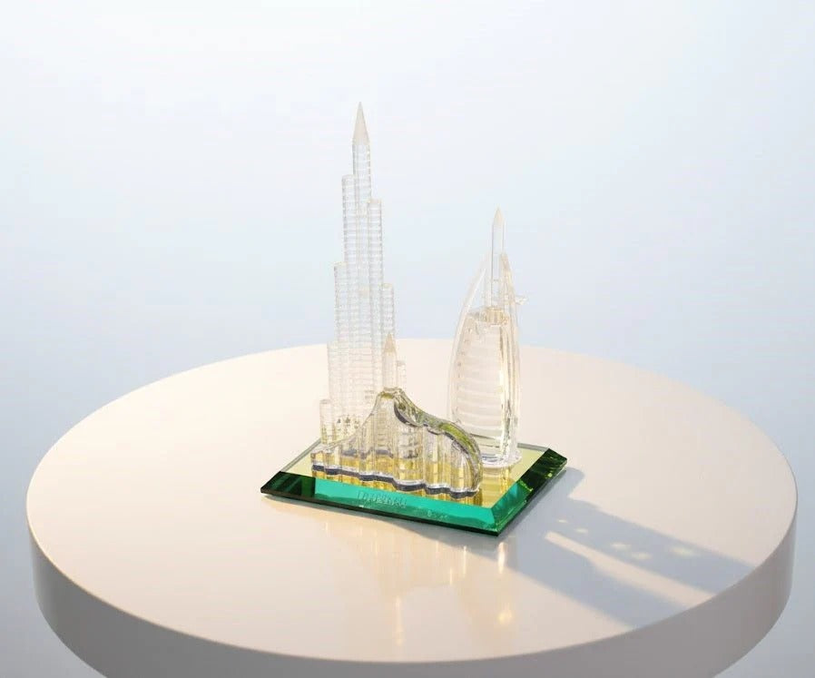 Dubai Burj Al Arab &amp; Skyline Crystal Souvenir